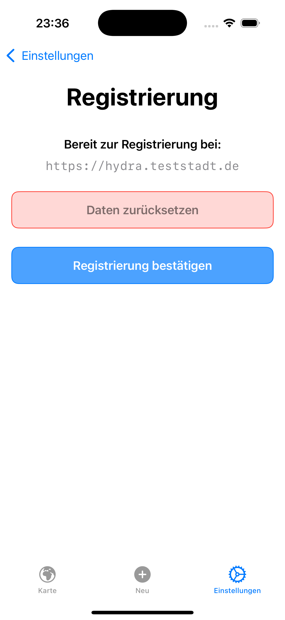 Registrierung bestätigen